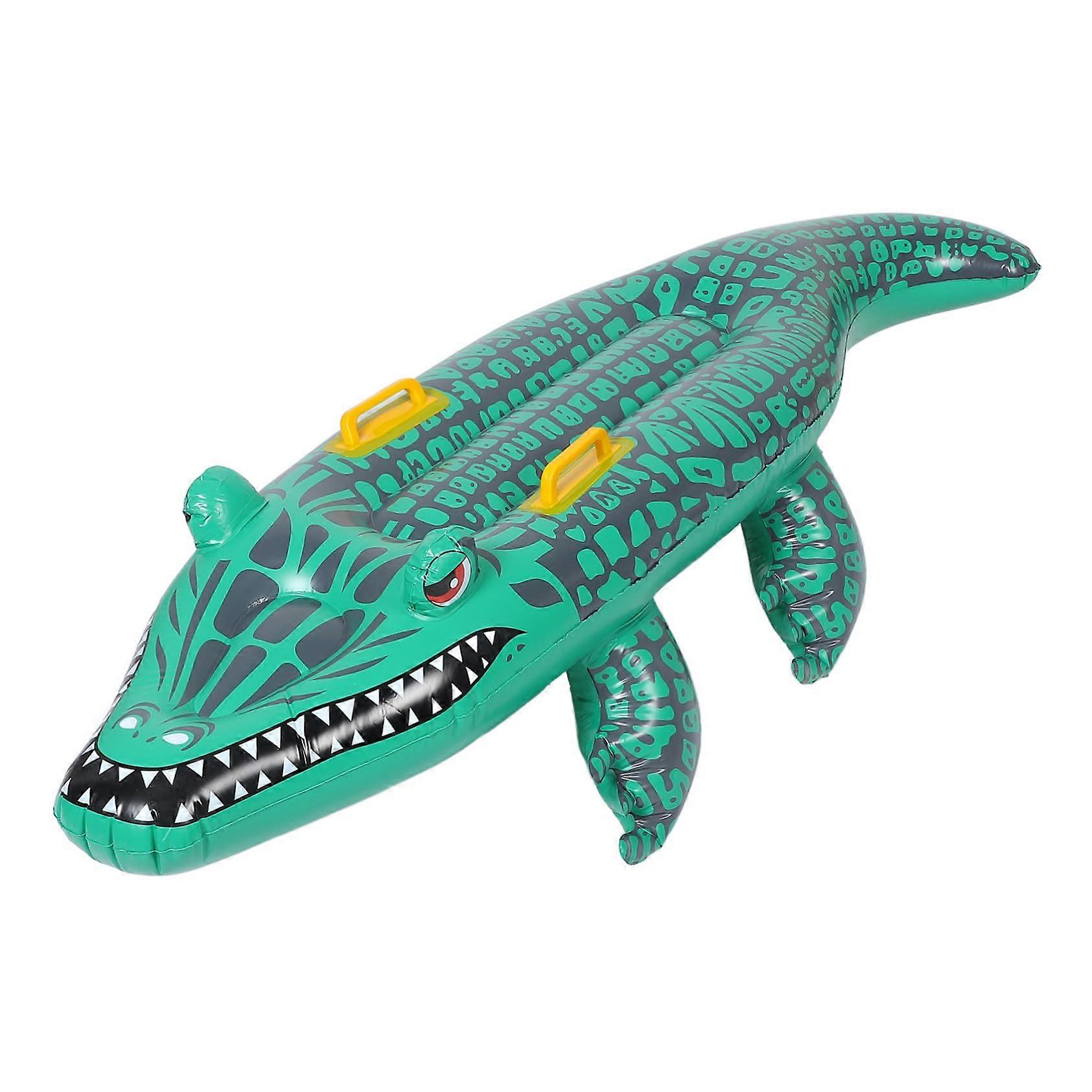 Inflatable Alligator Surfboard Replacement Floating Mat Quick Inflate Valve Green Pool Float For Water Fun Surfing