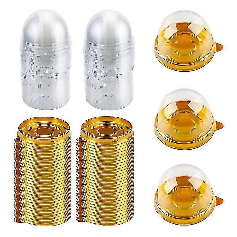 For 100 Pcs Clear Plastic Mini Cupcake Box Round Cupcake Mooncake Dessert Container Box Cookies Muff