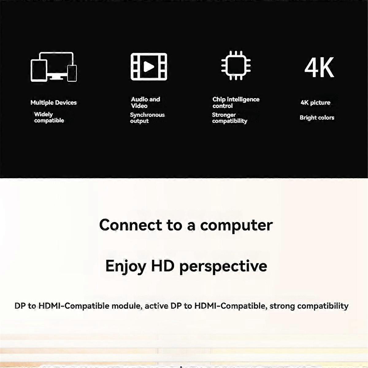Konwerter 4KDP na DisplayPort męski na żeński, kompatybilny z monitorem TV HD i komputerem PC