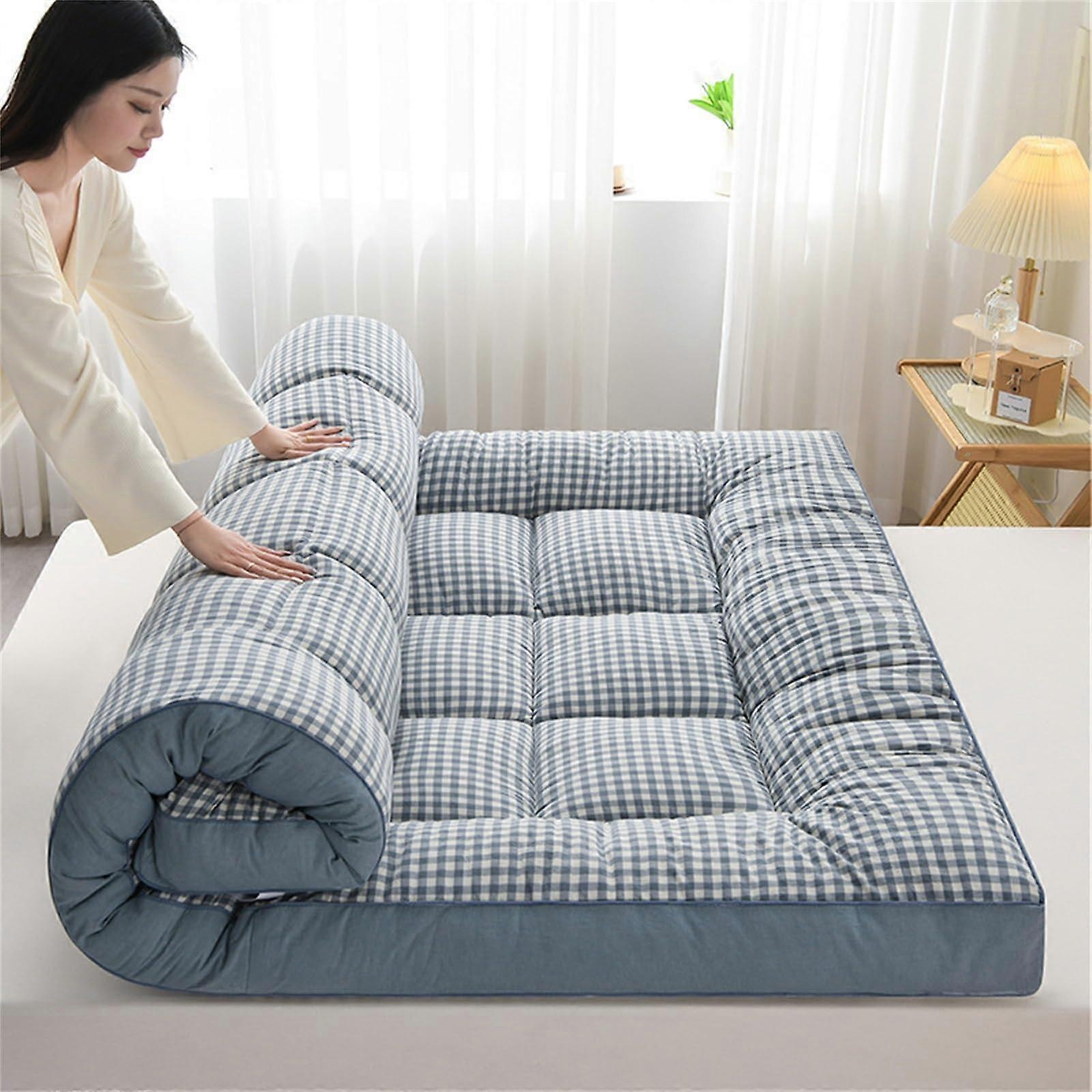 Japanese Floor Futon Mattress Extra Thick Soft Foldable 150x200 Cm Blue