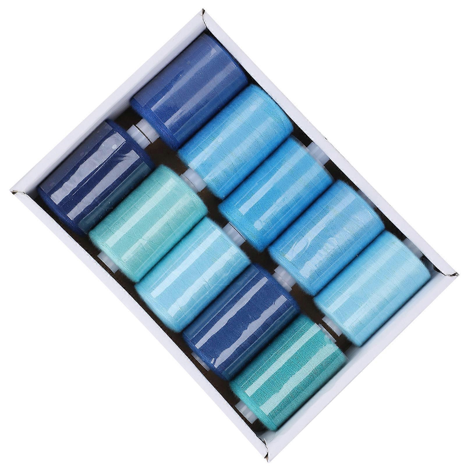 10 Rolls 402Blue Sewing Thread Set 300 Yards DIY Embroidery