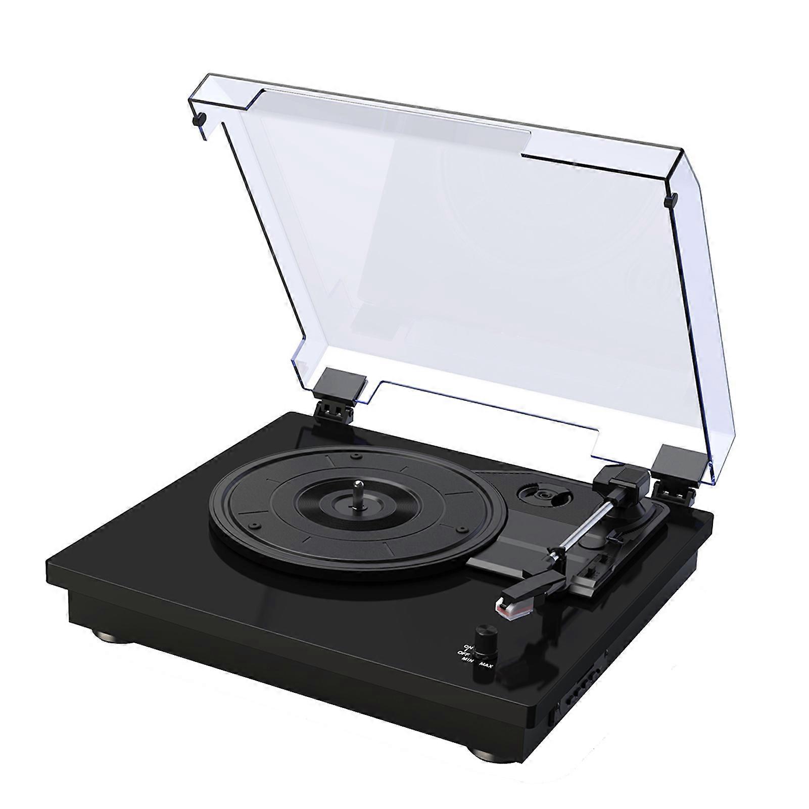 3-Speed Black Record Player with Stereo Speakers & Bluetooth BT