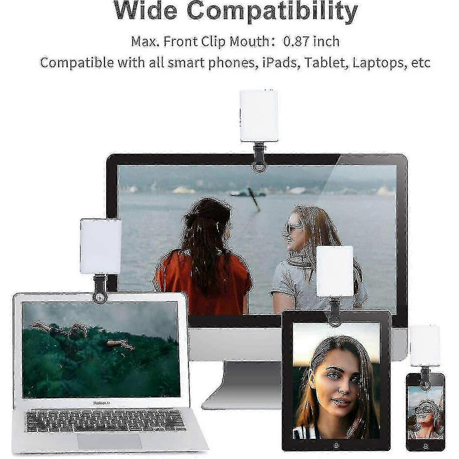 Newmowa 60-LED Clip Light – Rechargeable Fill Light with 3 Modes for Phones