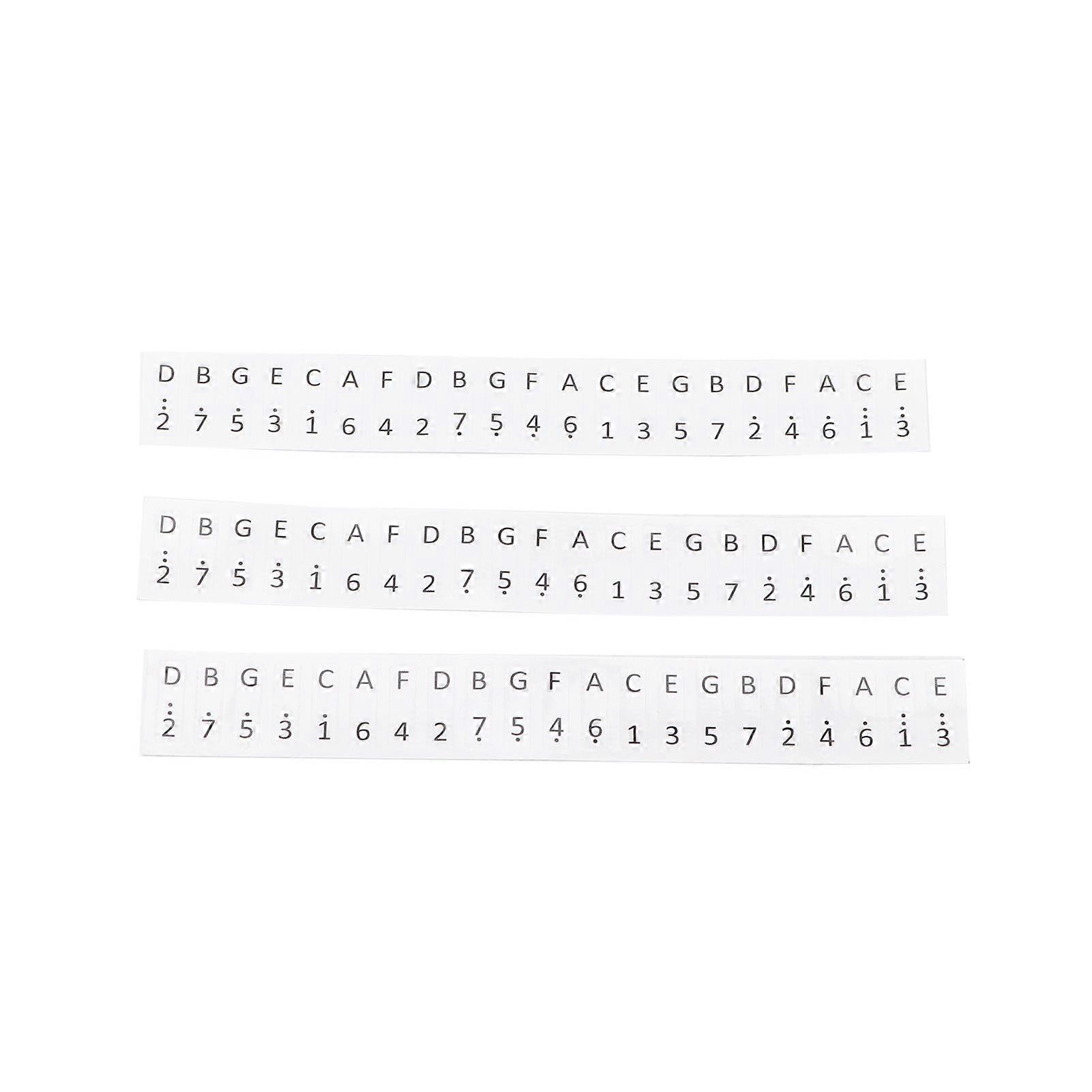 3 قطع ملصقات مفاتيح كاليمبا 17 مفتاحًا ملصقات موظفي البيانو الإبهام زر نوتة موسيقية ديكور أبيض