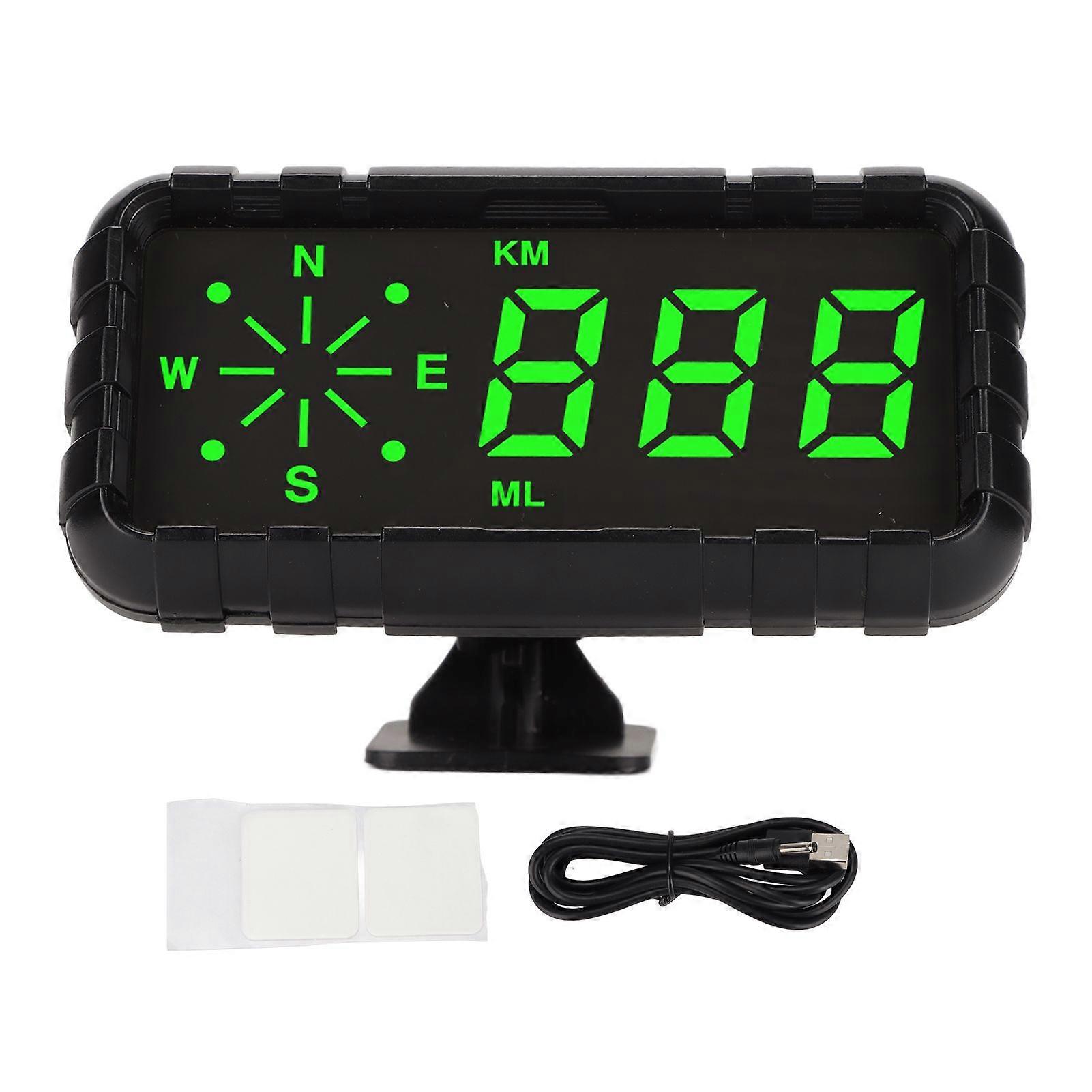 GPS HUD Universal Speed Alarm USB Power Supply Green Font KMH MPH Switching for Cars