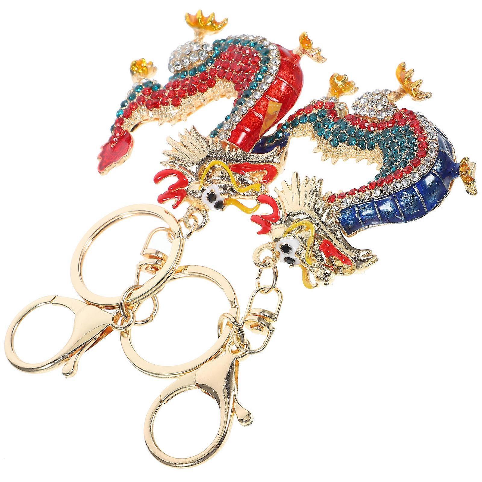 Creative Hanging Dragon Keychain Metal Pendant for Decor 8Pcs