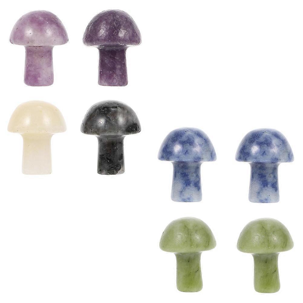Mushroom Figurines Gemstone Mushroom Sculptures for Decoration 8Pcs
