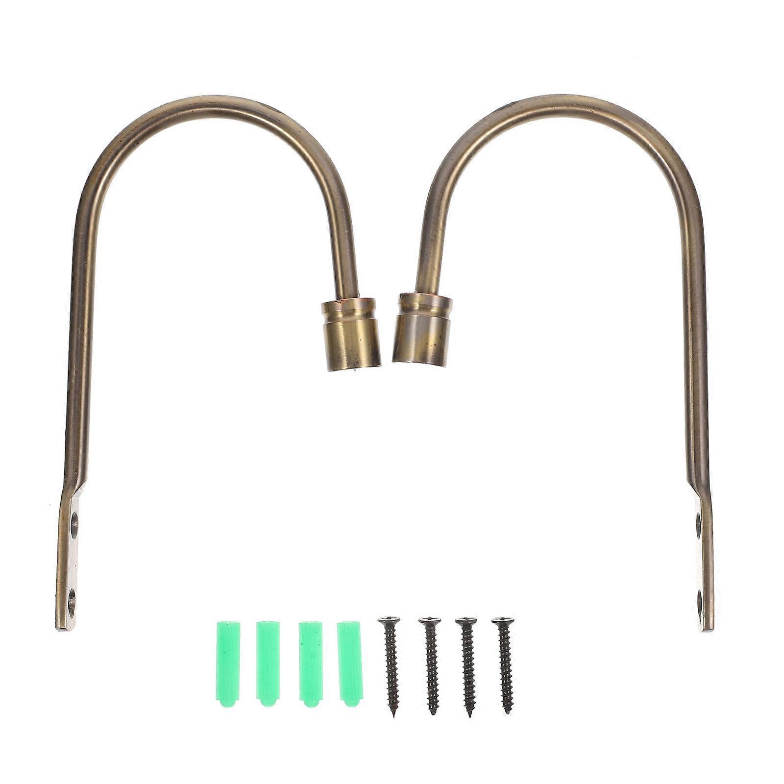 Curtain Wall Holdbacks U Shape Curtain Tieback for Ceiling 2Sets Golden Metal