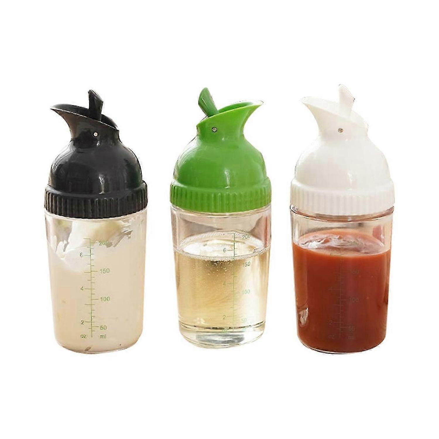 Salad Dressing Shaker Container Homemade Salad Dressing Bottle Mixer Measure Dressing Pour Soft Grip