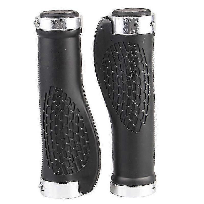 Bicycle handlebar handle, double locked vice handlebar handle cover, ergonomic handle cover (silver)