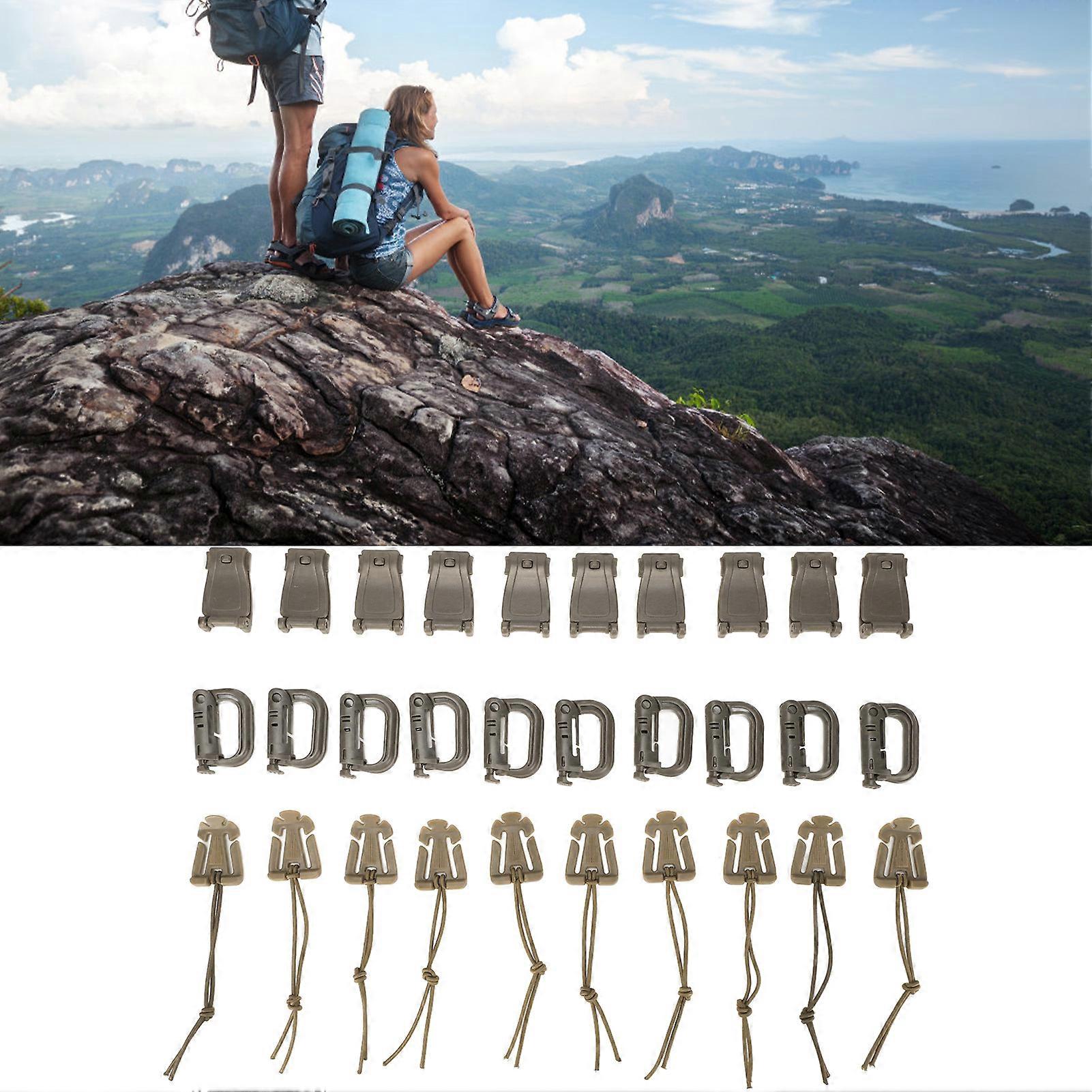 30Pcs Backpack Clip Strap Set with D Ring Lock Buckle Tan