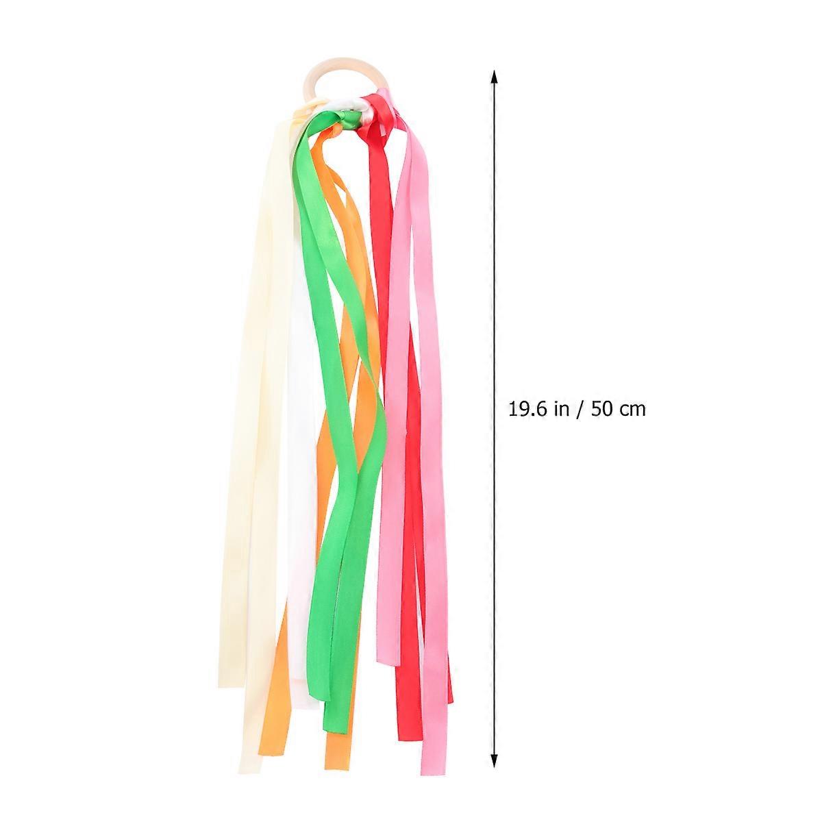Dance Ribbon Wooden Round Handle for Dancing 5Pcs Assorted