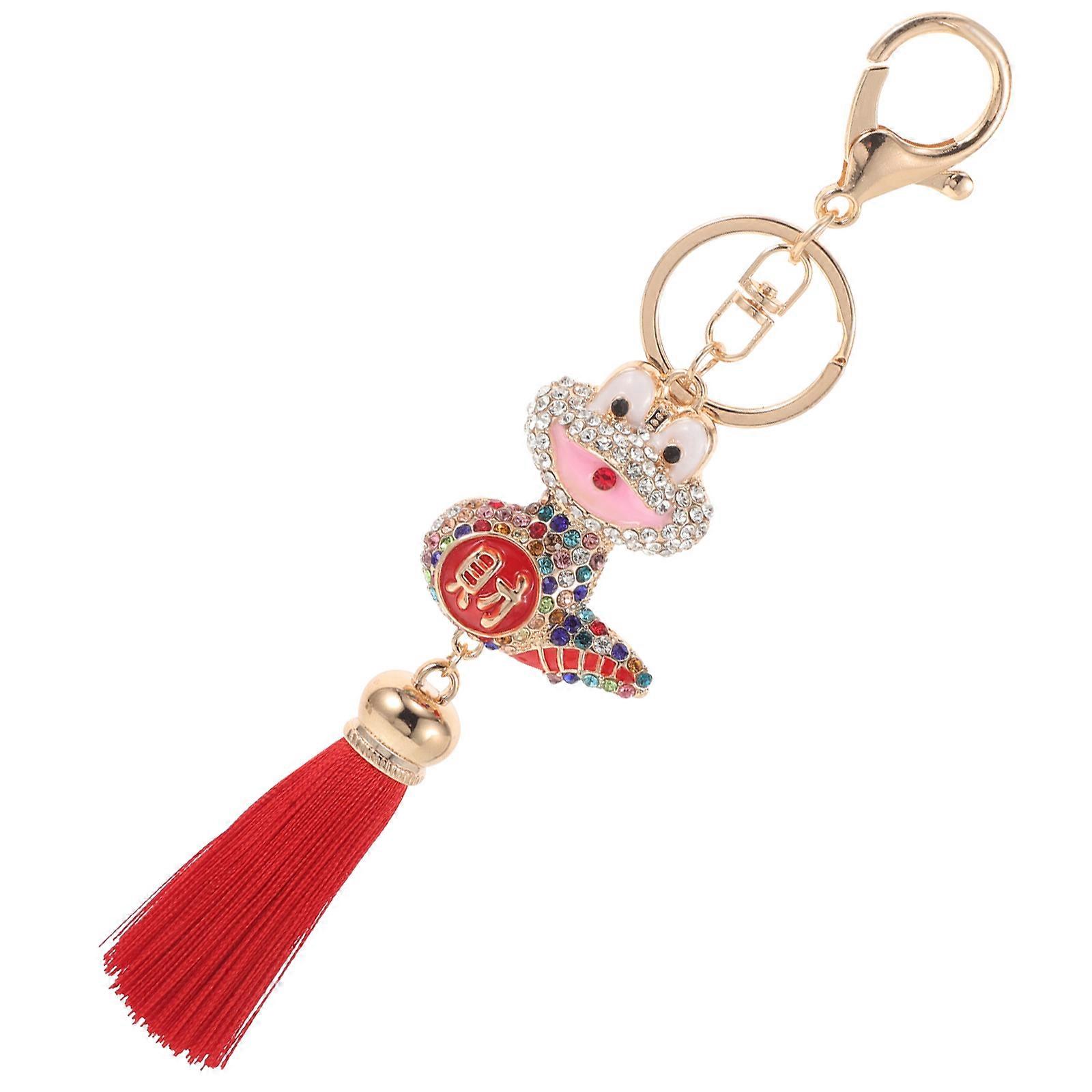 Bling Rhinestone Keychain Snake Design for Hanging Keys 2Pcs Elegant Red Alloy