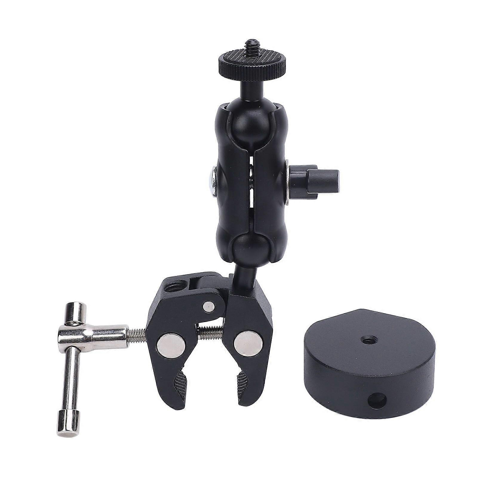 Satellite Clamp Bracket Adapter Set Aluminum Alloy Adjustable Clamp Bracket Kit for Mini for RV Pole Yacht Black