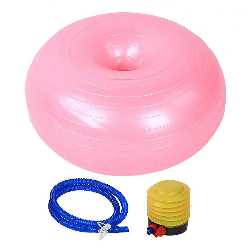 50cm PVC Pink Doughnut Shape Thicken Anti Explosion Inflatable Seating Exercise Yoga Ball