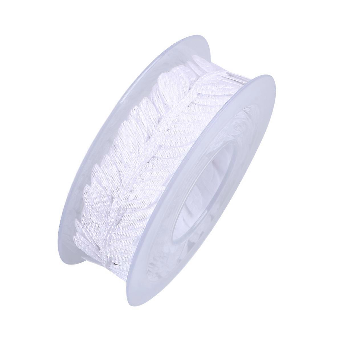Leaf Ribbon Gift Wrapping Ribbon for Decoration 1 Roll White Polyester