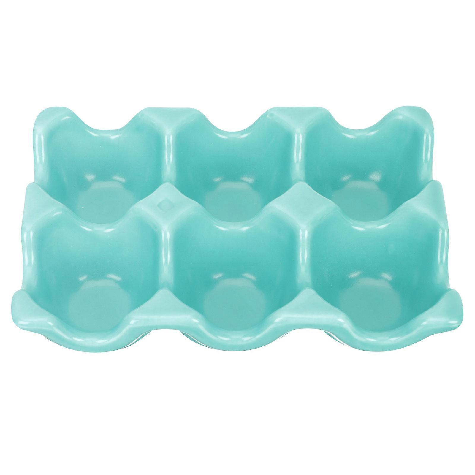 Ceramic Egg Storage Tray for Eggs Porcelain 6-Grid Refrigerator Holder