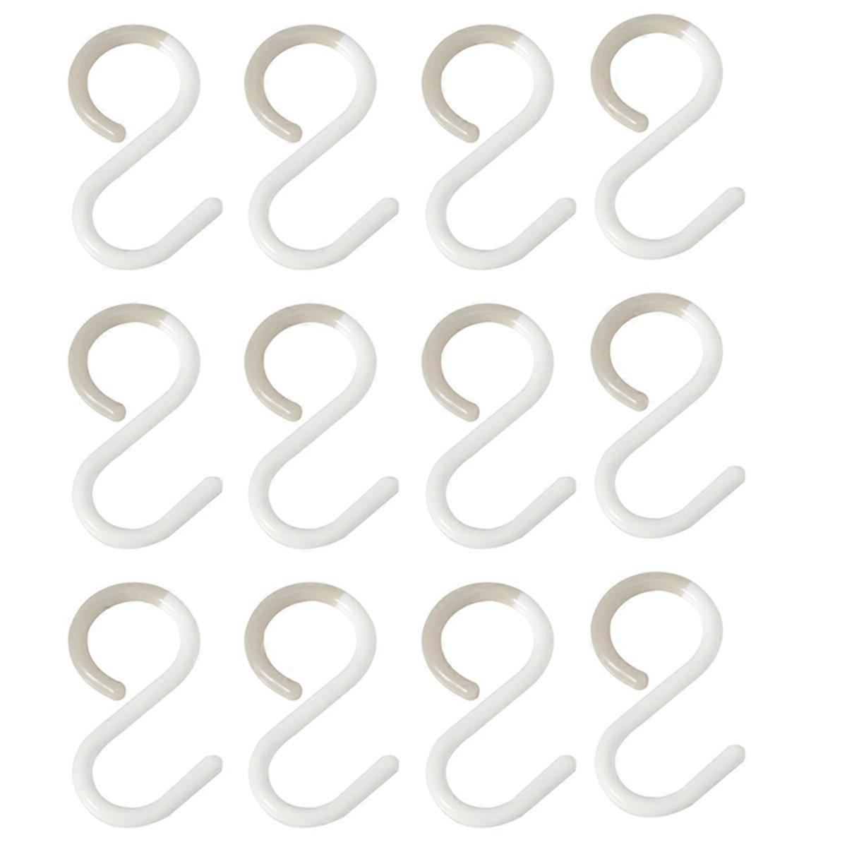 12Pack S Hooks Rack Hanger S Shaped Hooks Hanging Flexible Neck White