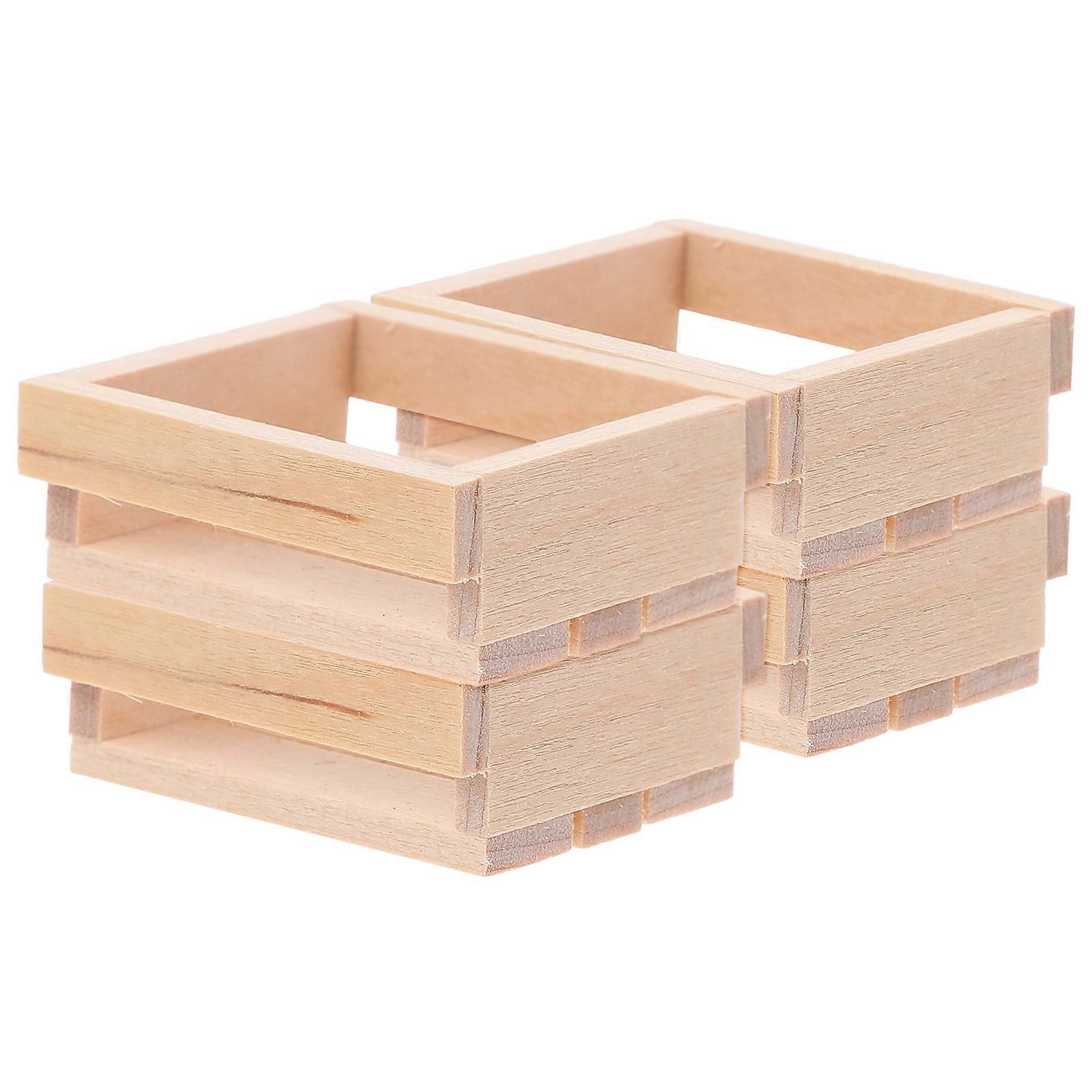 20Pcs Miniature Wooden Storage Crates for Dollhouse Decoration