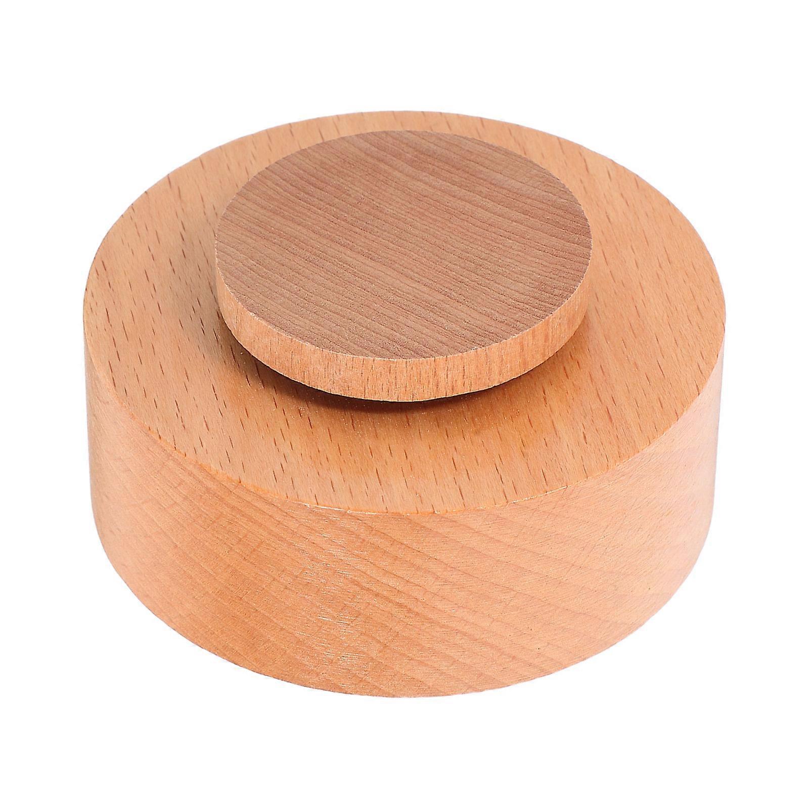 Round Wooden Music Box Base 3Pcs Wind-Up Mechanism Rotating Stand For DIY Projects Birthday Holiday Decorations