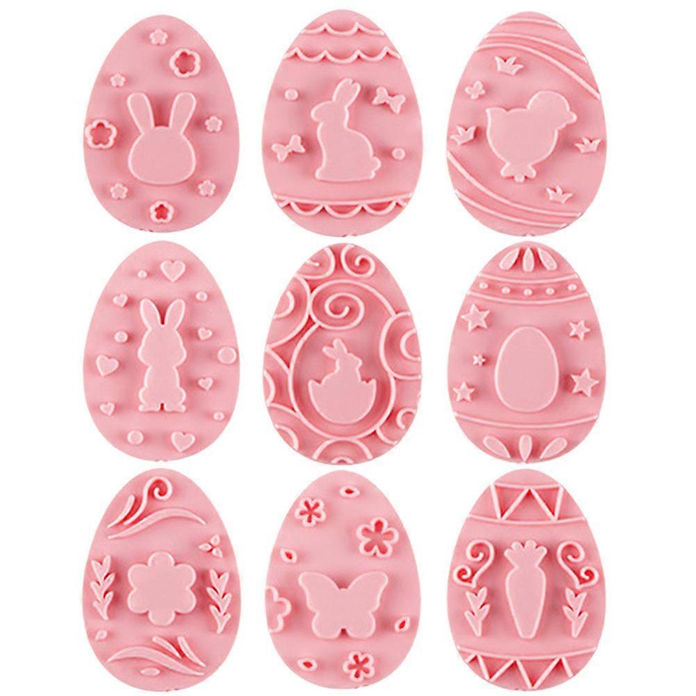 18 Pcs Cookie Baking Molds With Easter Themed Shapes For Making Pastry And Chocolate In Pink Color