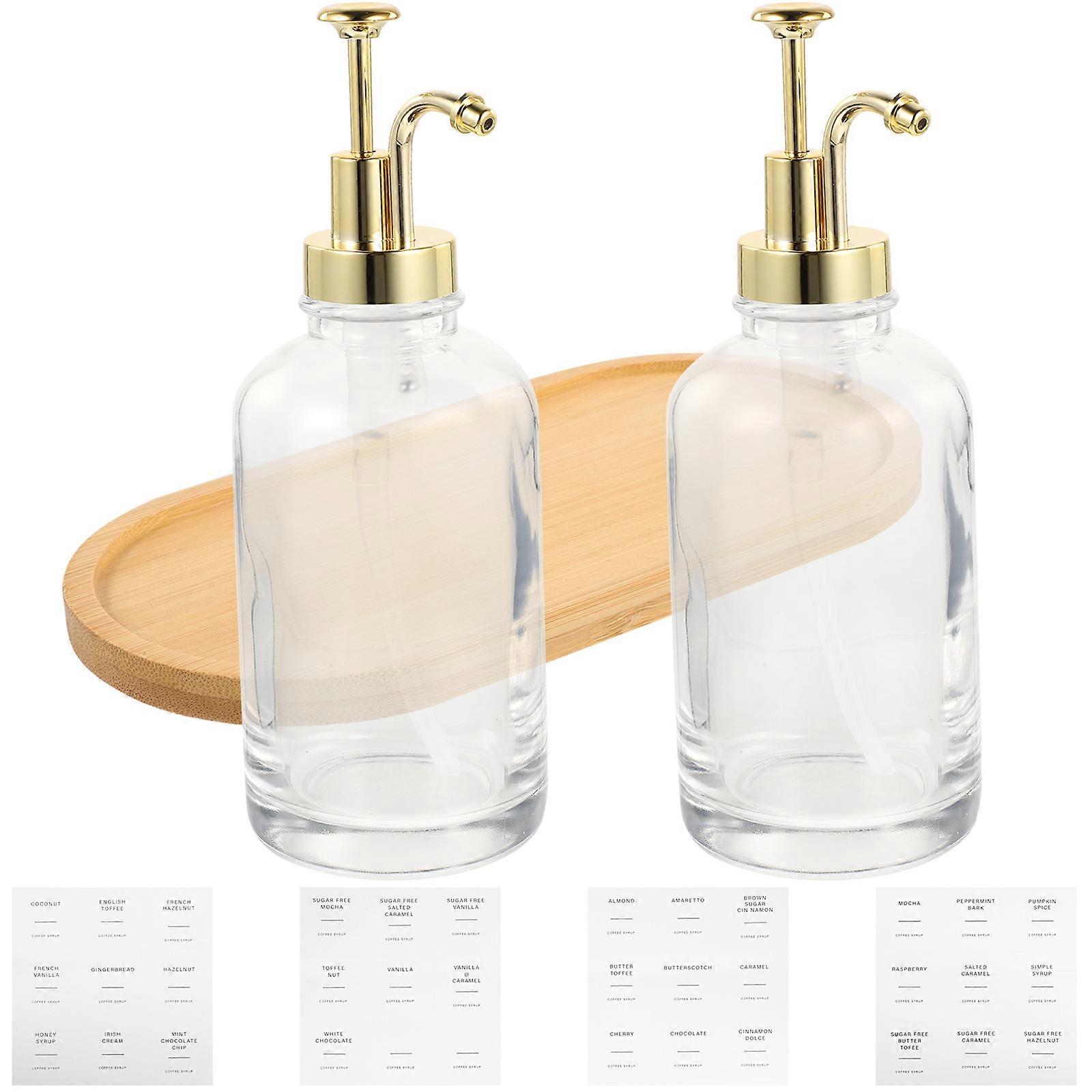 Glass Coffee Syrup Dispenser with Pump for Storage 2Sets