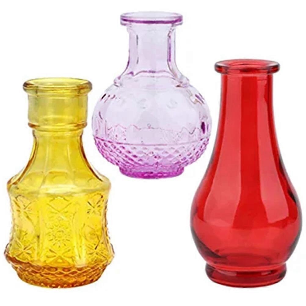 Decorative Glass Vases Flower Vase for Home 3Pcs Embossed Set