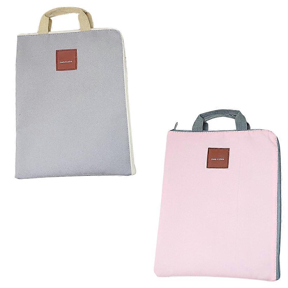 Handheld File Bag Briefcase Rectangular Shape For Men Grey 35X27CM Protect Computers and Laptops 2Set