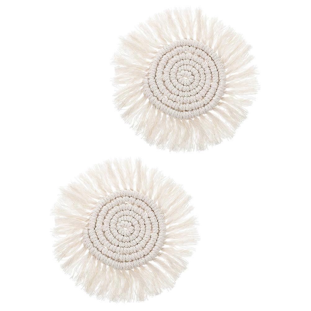 Woven Cotton Placemat for Decoration 10Pcs Round Rustic Style Coasters