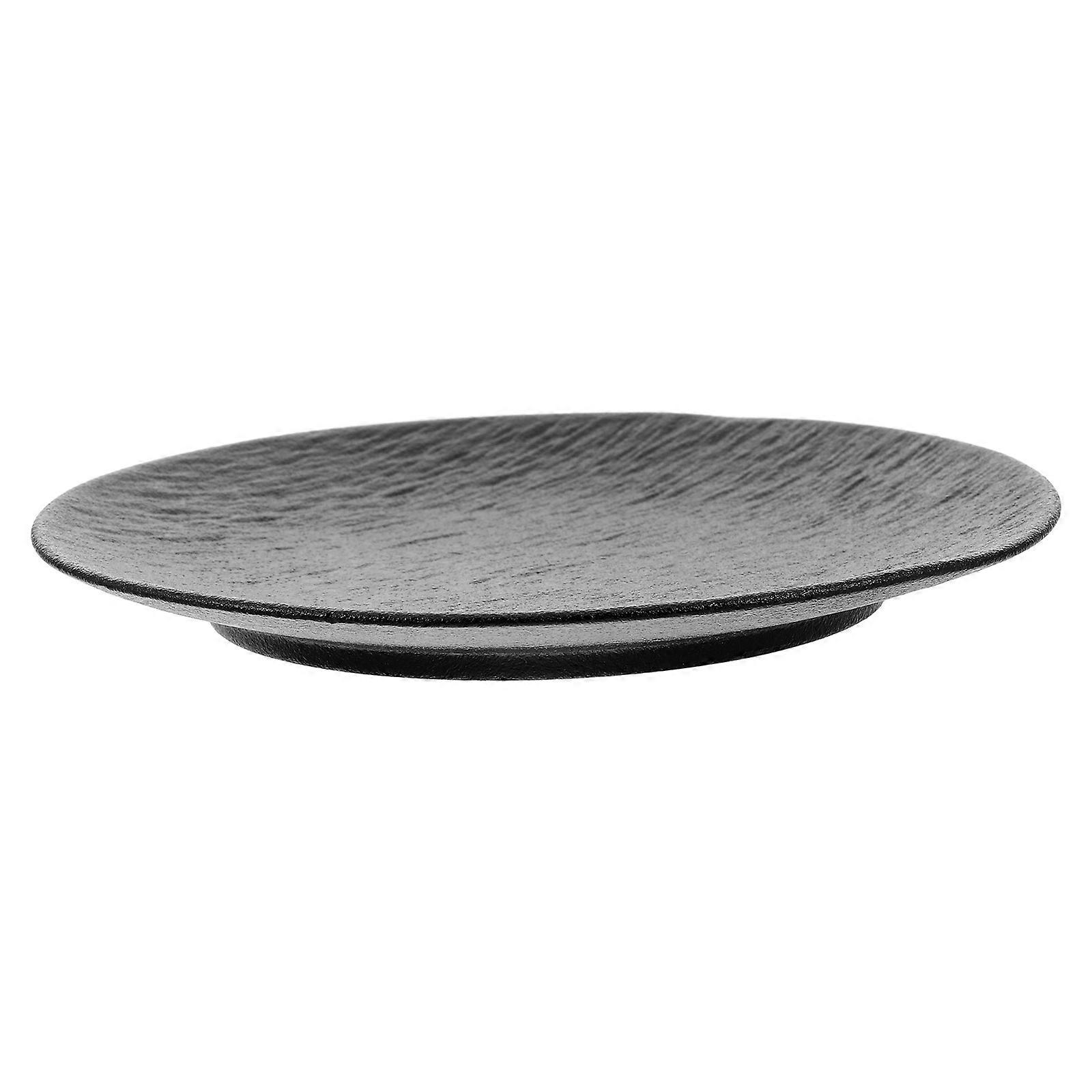 Modern Flat Dinnerware Plates 8 Inch Suitable For Special Occasions Ceramic Black 2Pcs