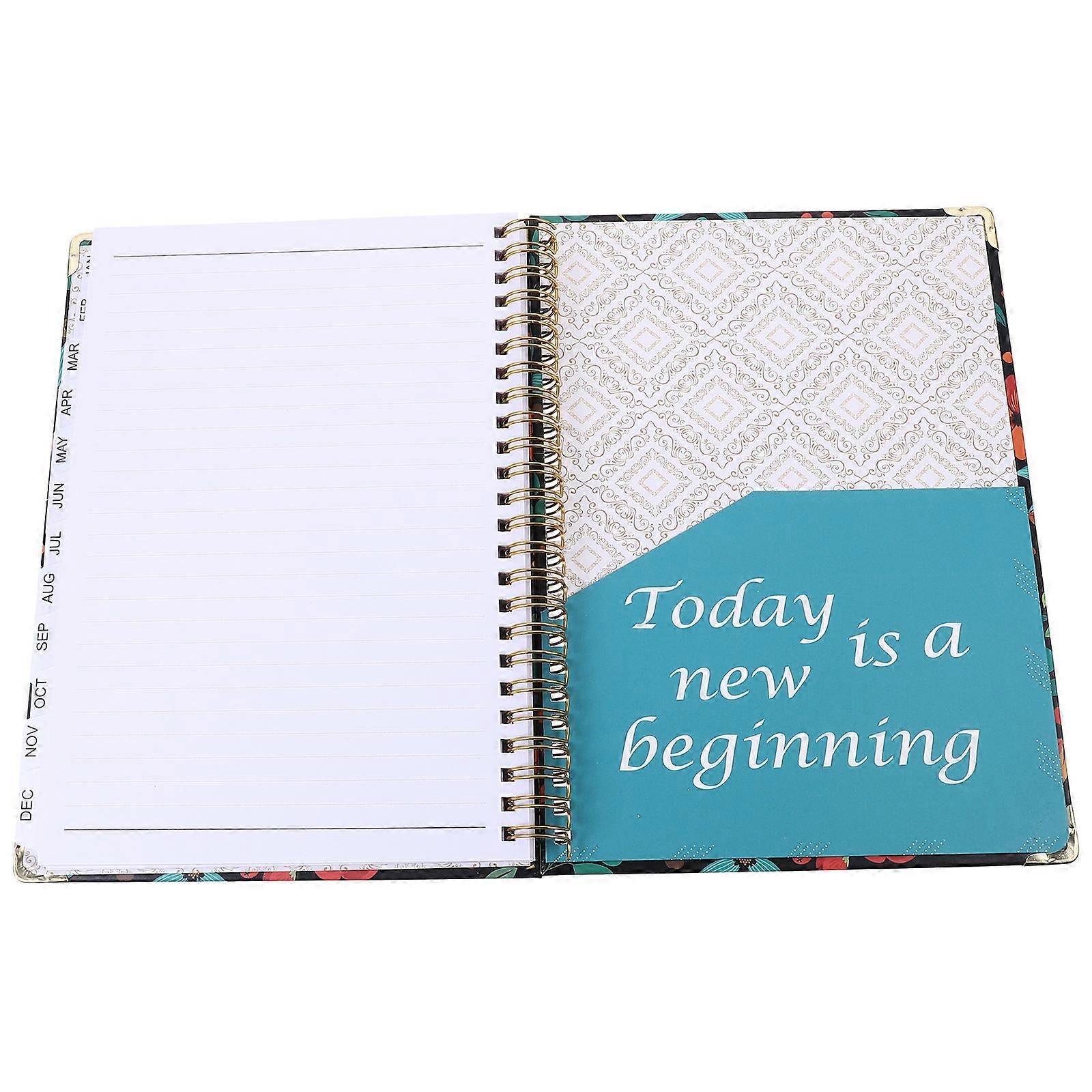English Monthly Planner 2024 Spiral Notebook for Writing Use 5Pcs Set