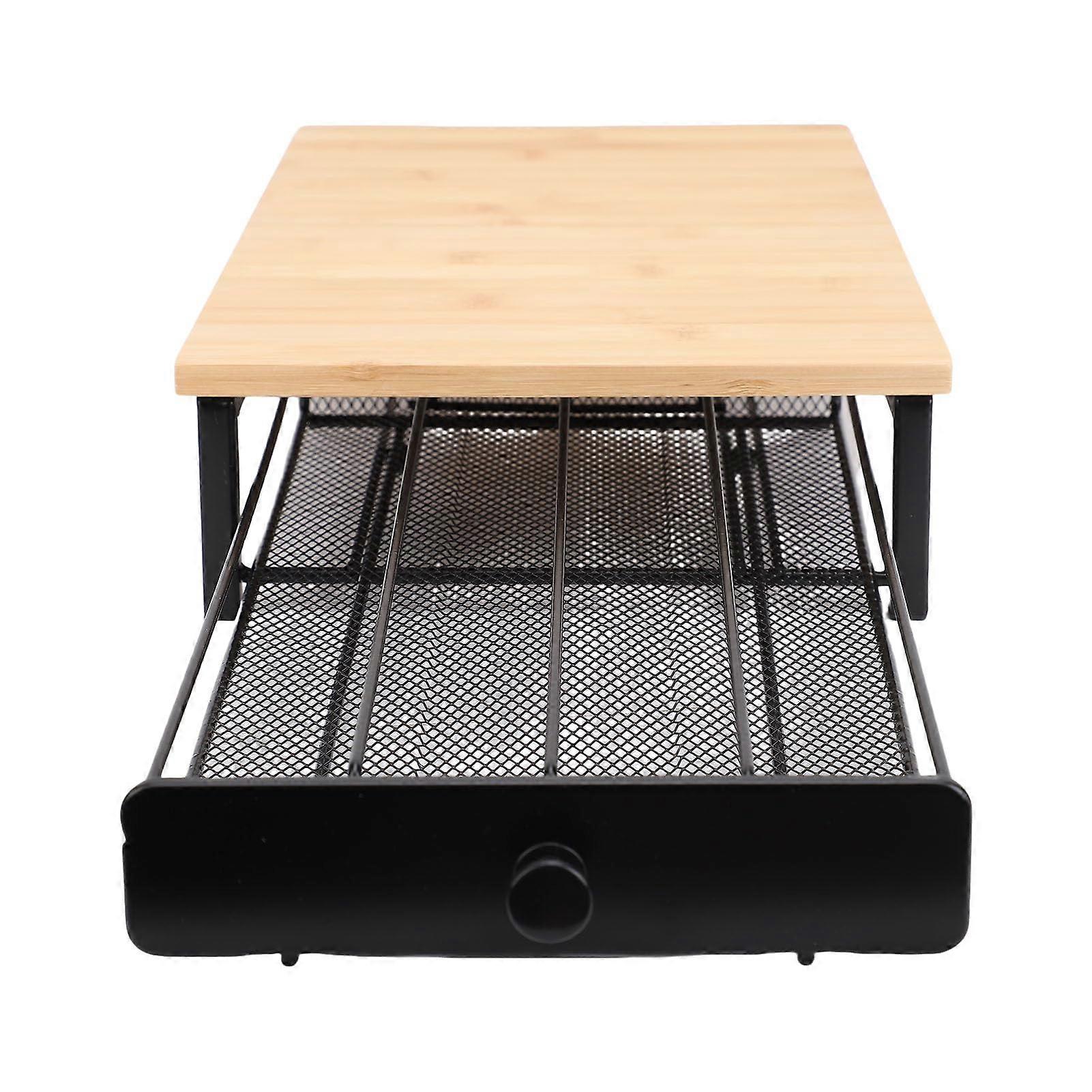 Drawer Coffee Capsule Storage 40Pod, Wood And Iron Frame Drawer Organizer For Counter Rustic Style 15.35x8.07x2.95in