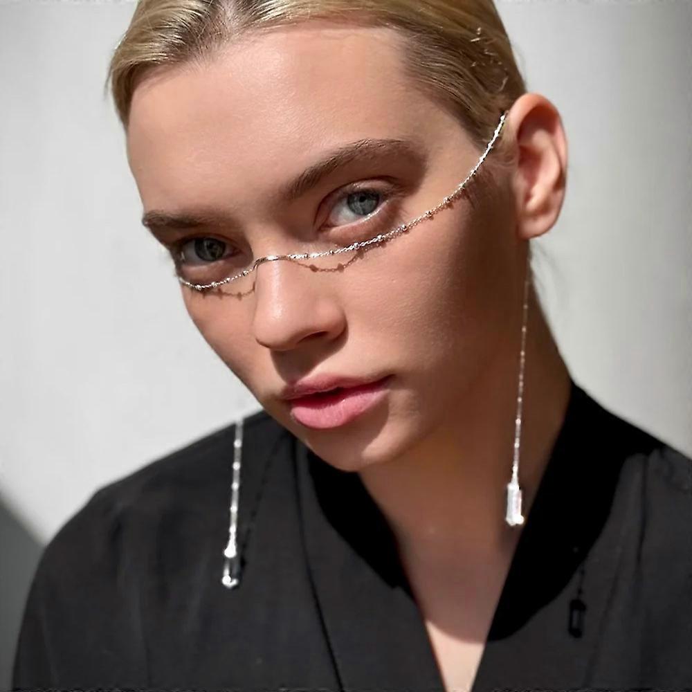 Colar de borla com contas douradas, acessórios faciais simples para mulheres