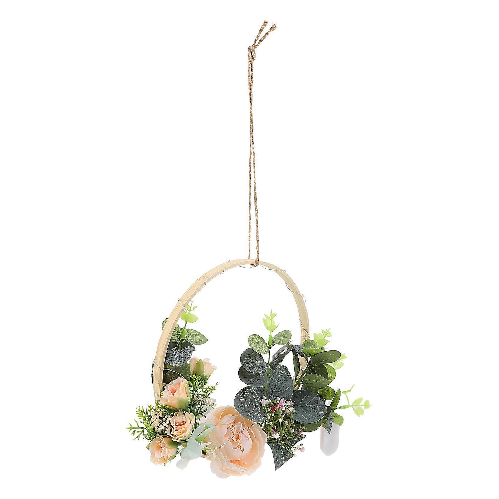 Flower Lamp Pendant for Hanging Decor 2Pcs Bamboo Ring Lamp