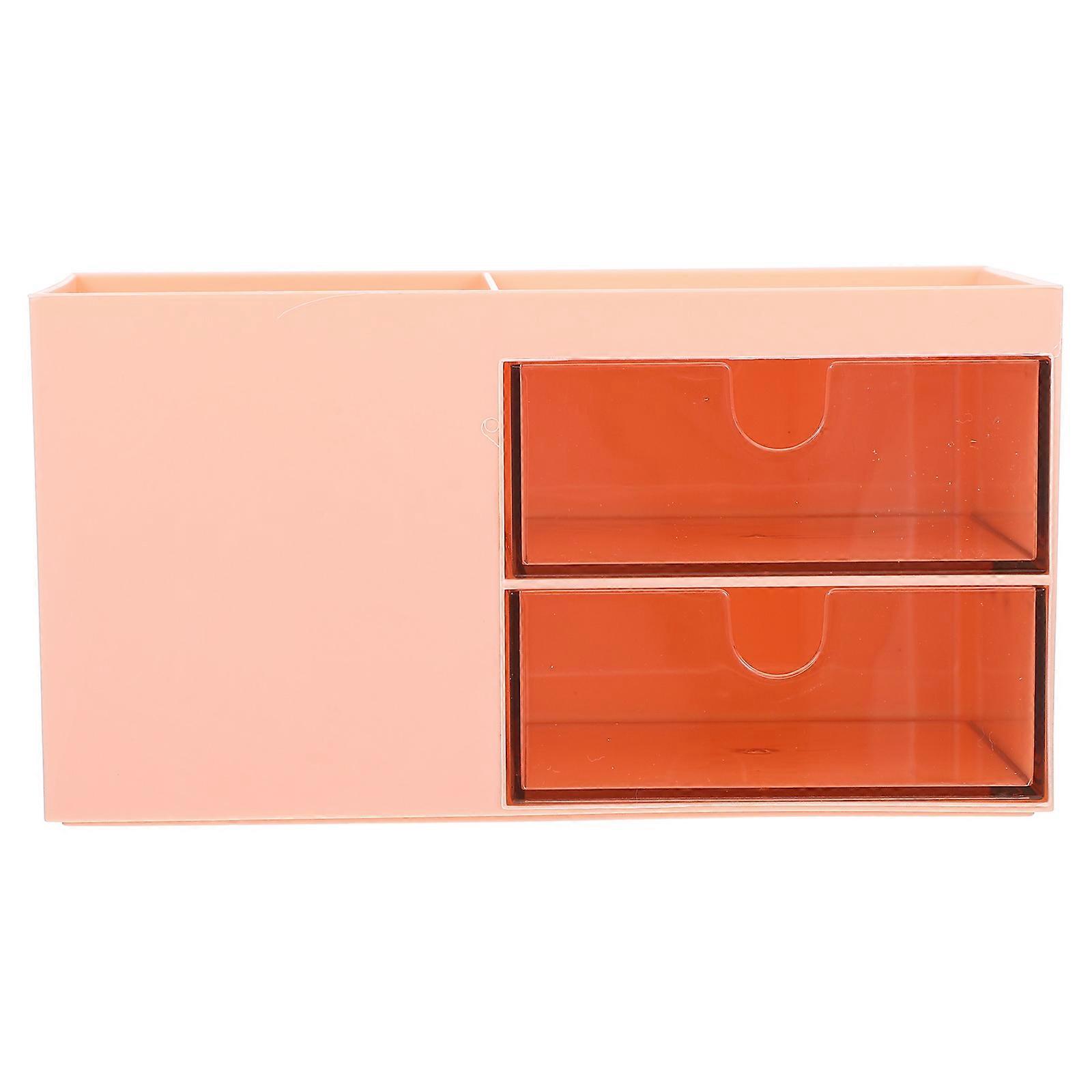 Makeup Organizer With Drawer Storage Containers With Drawers Home Use Pink Color Rectangular Shape Storage 1Set