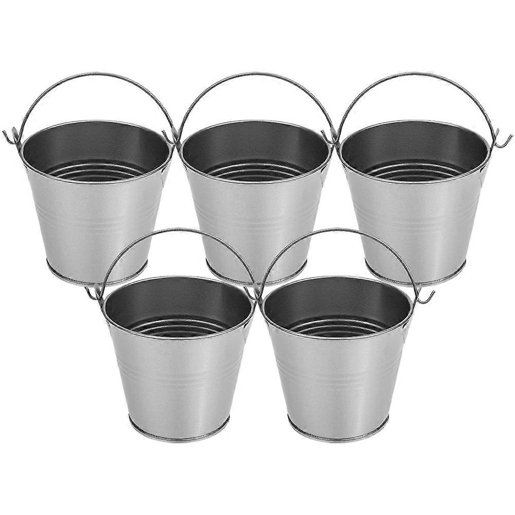 Iron Flower Container Flower Bucket for Storage Use 25Pcs Grey Set