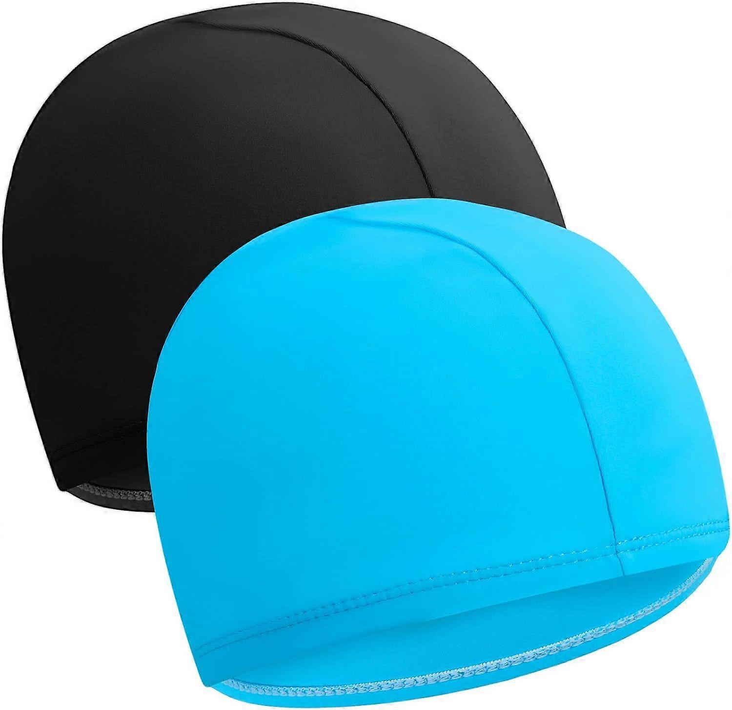 Stretchy Swim Cap for Kids & Adults (2 Pack), Soft Polyester.