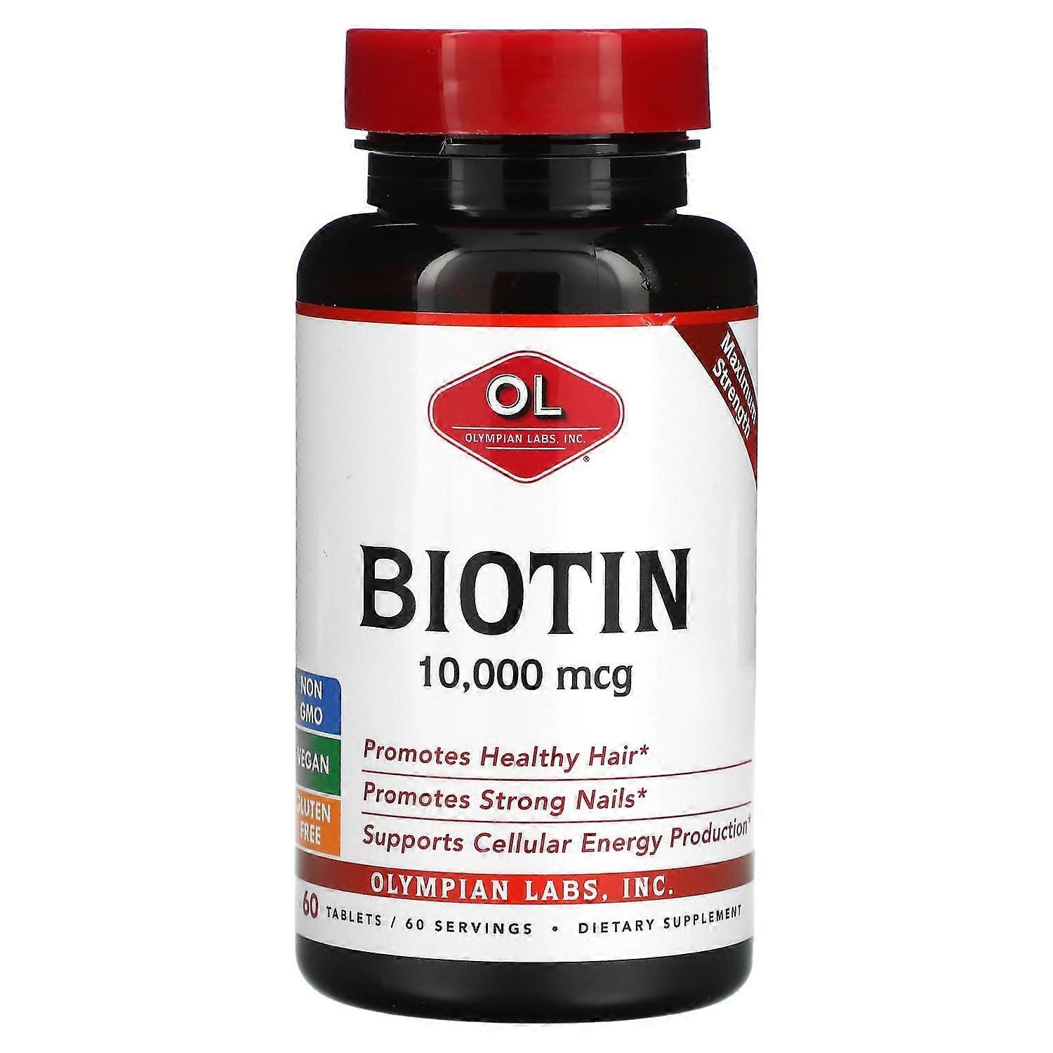 Olympian Labs Inc., Biotin, 10,000 mcg, 60 Tablets