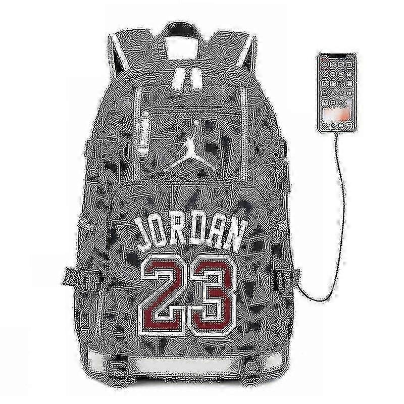 Nba Peripheral Series Star Logo Multifunctional Usb Backpack Luminous Fluorescent Backpack-jordan-printed