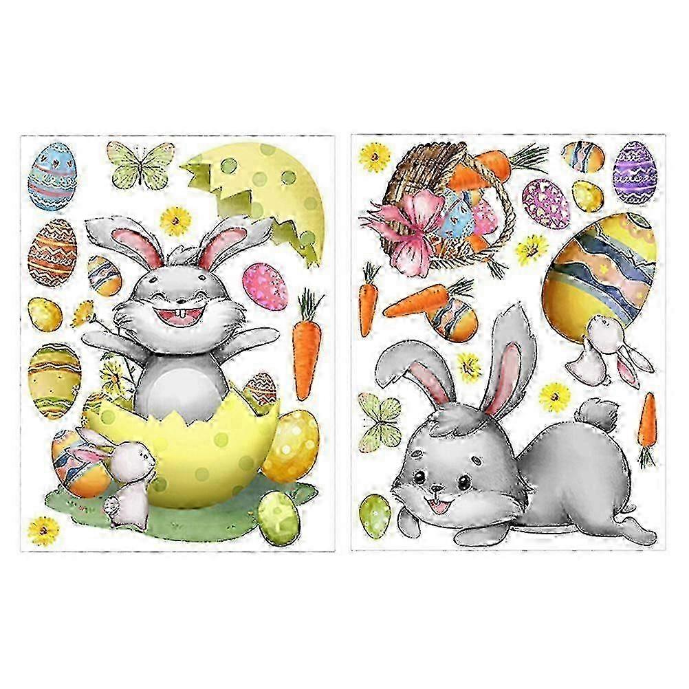 2025 1 Set Static Easter Window Sticker Easter Egg Bunny Window Cling Party Favor Easter Window Sticker