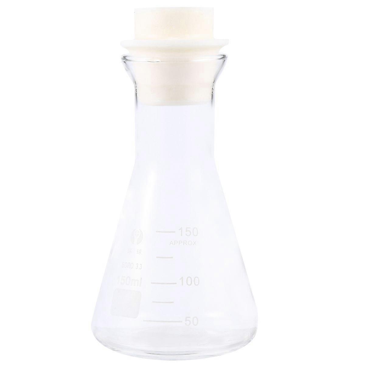 1PC Glass Flask Conical Flask with Cork for Laboratory Students Experiment Chemistry (Wide Mouth, 150ml)