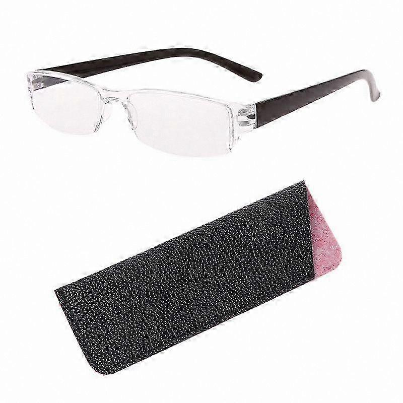 Slim Rimless Reading Glasses with Leather Case, 1.00-4.00 Diopter, Lightweight Clear Eyewear for Comfortable Use