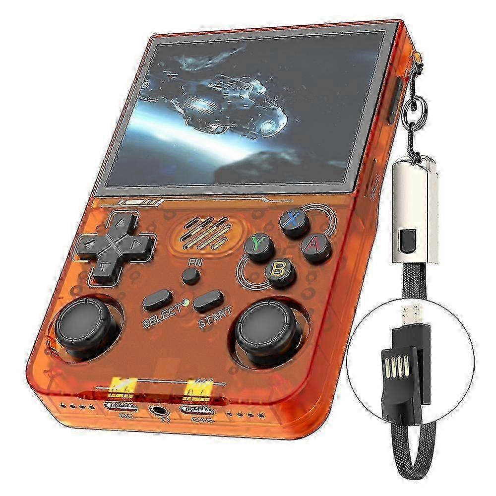 1pc R36xx Retro Handheld Game Console WiFi Version with 64G Card - Transparent Orange miao4