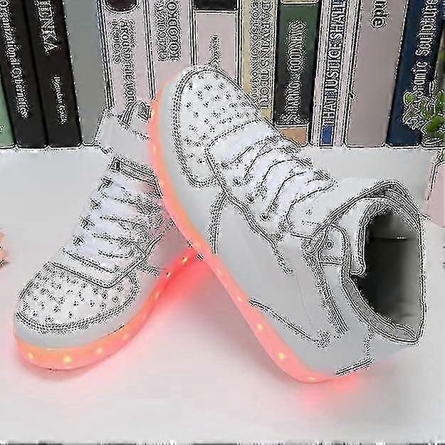 Kadın Erkek Led Işıklar Eğitmenler Yüksek Üst Yanıp Sönen Eğitmenler Usb Şarj Dantel Up Çiftler Ayakkabı