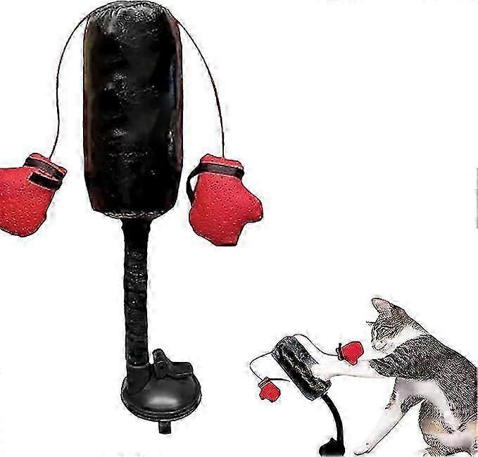 Cat boxing toy for play gym with suction cup base and bells