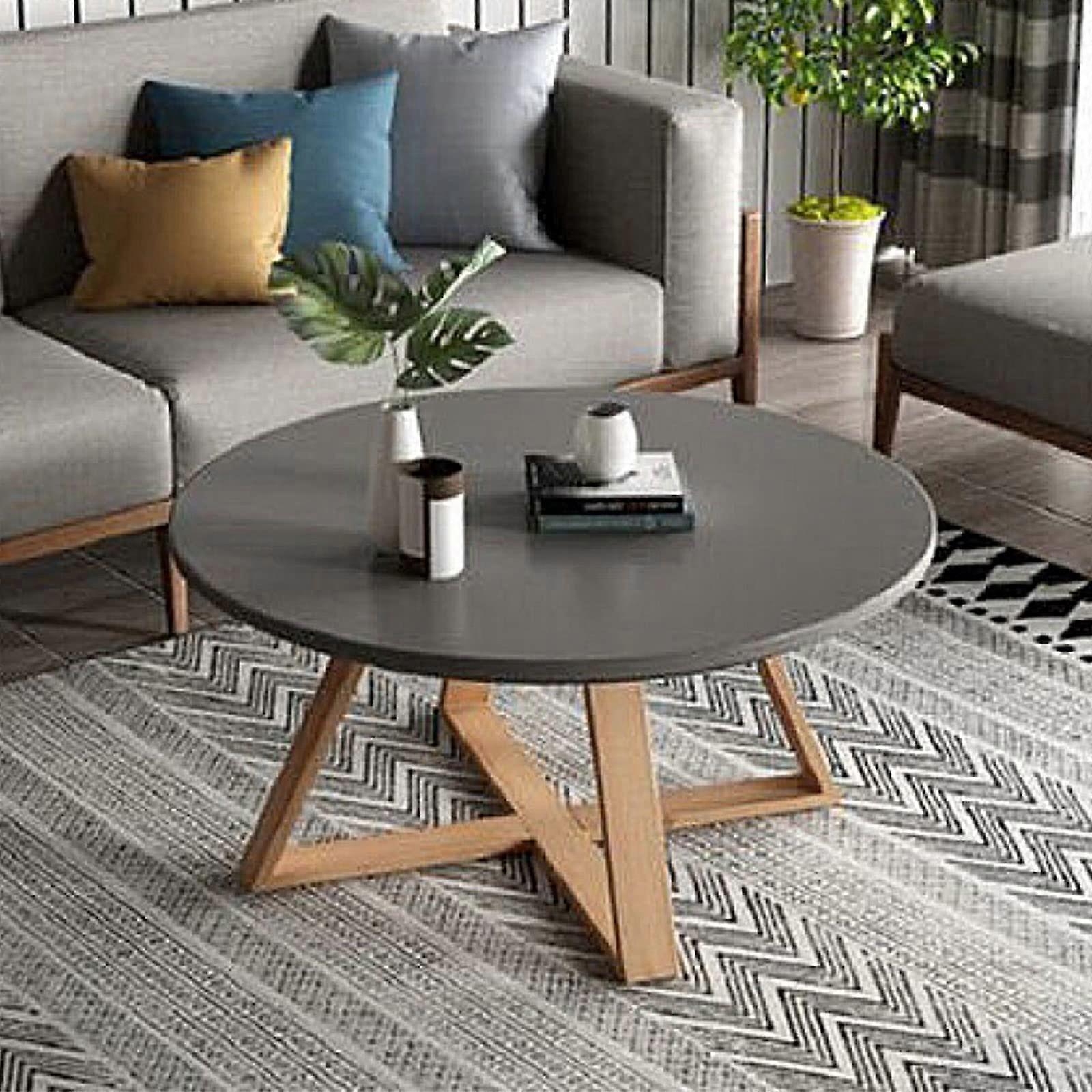 Modern Minimalist Grey Nesting Coffee Tables Set of 2 For Living Room, Round Side Tables, 70 x 70 x 45 cm, Easy Assembly