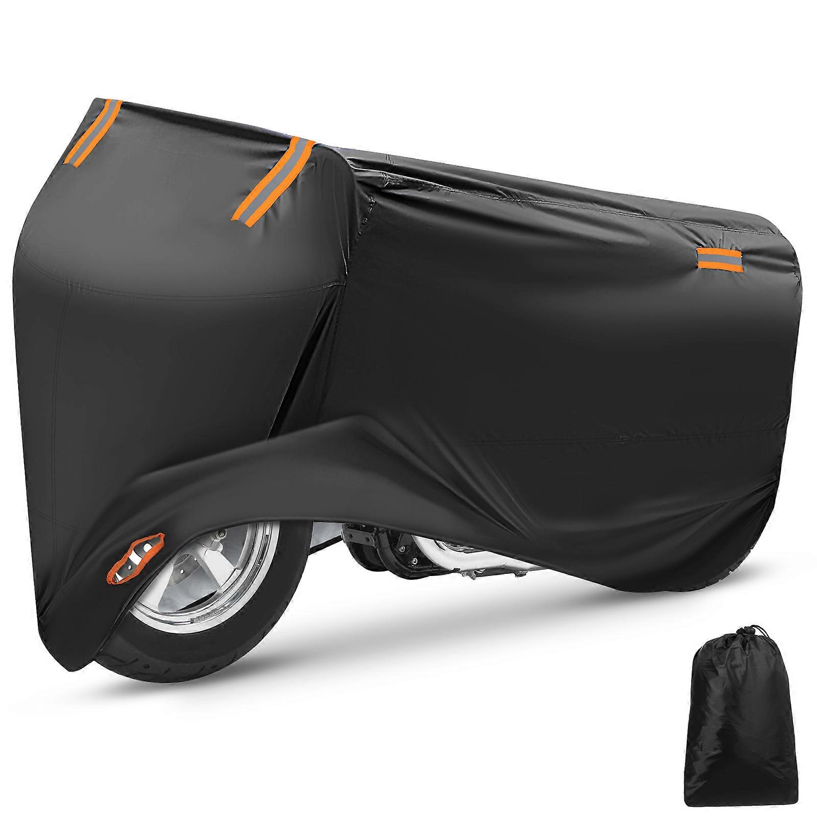 Motorcycle Cover Windproof for Outdoor Storage Black Material