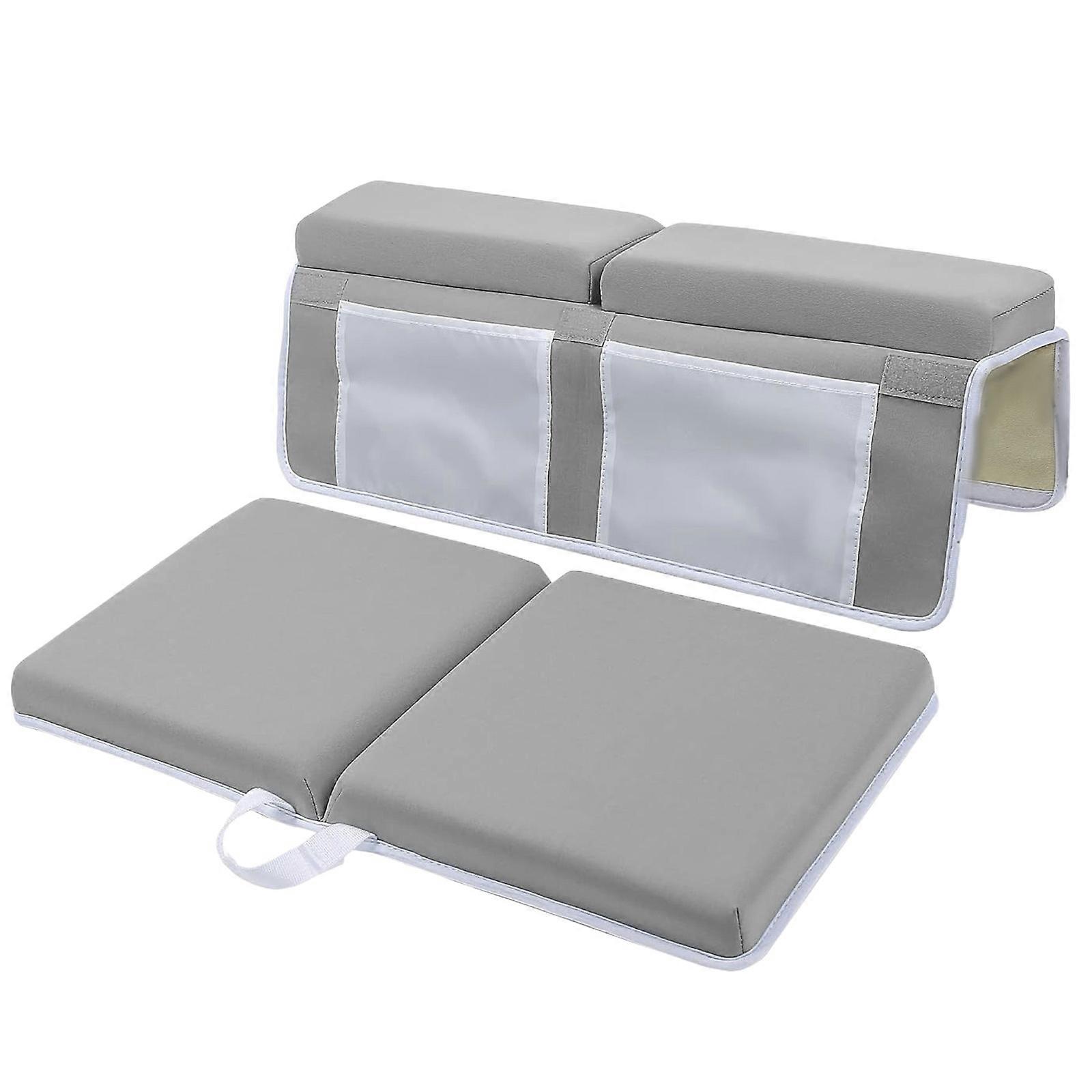 Ergonomic Kneeling Cushion with Secure Suction Cups & Easy Storage Thick Baby Bathing Kneepad for Infant Bath Time  Gray