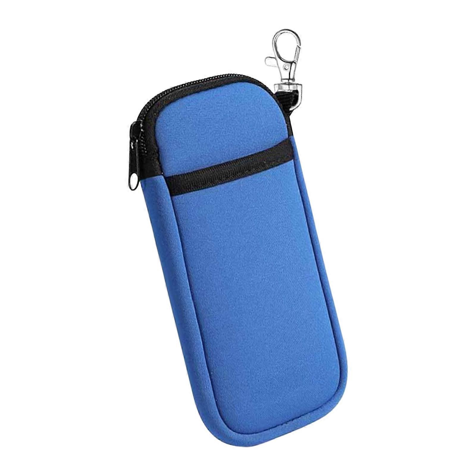 Protective Zippered Electronics Storage Bag For Mobile Devices Small Items Neoprene Fabric Compact Size Easy Grab Handle Design  Blue