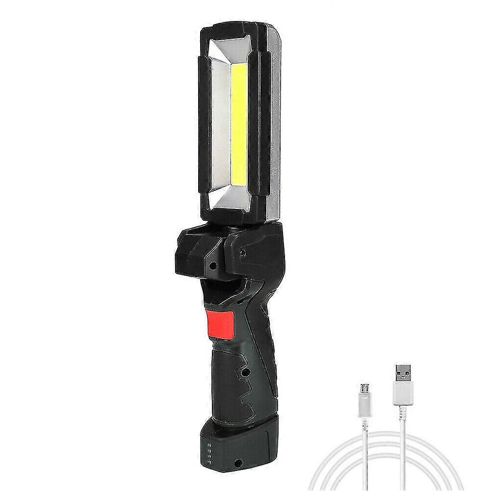 25-26 Usb Rechargeable Cob Led Slim Work Light Lamp Flashlight Inspect Folding Torch